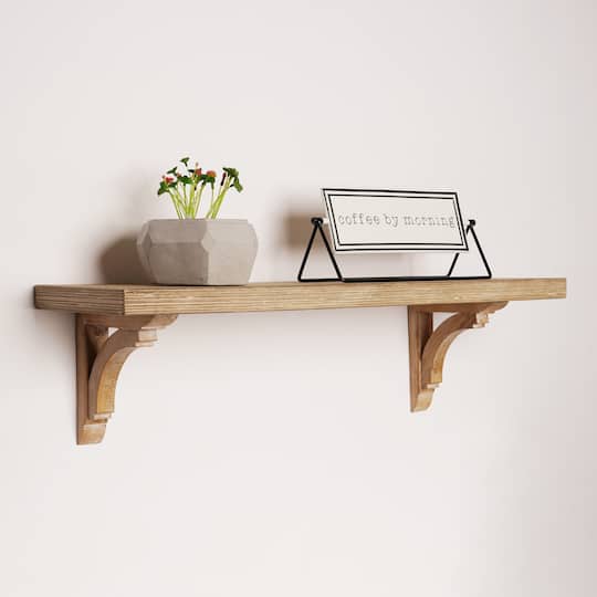 Natural Distressed Antique Wood Corbel Shelf Brackets (Set of 2)